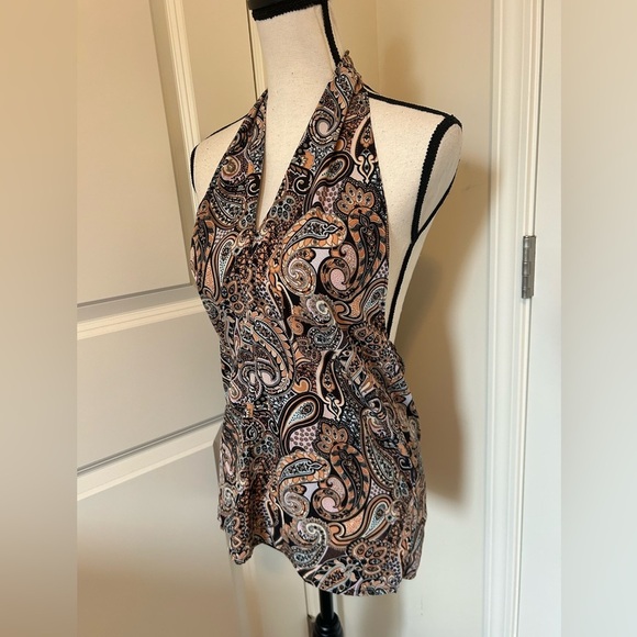 Chic Paisley Halter Top open back top - Picture 1 of 6